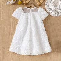 Girls White Floral Embellished A-line Dress Party Dresses