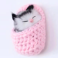Kids Pink Sleeping Cat in Knit Slipper Plush Figurine Trending Accessories