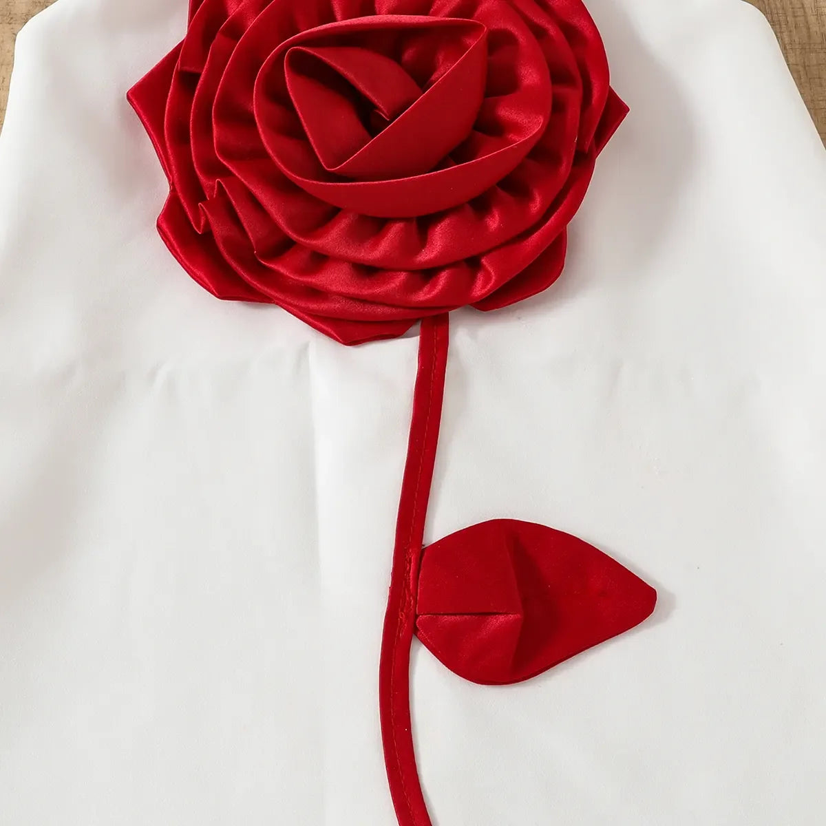 Girls White Rose Applique A-line Party Dress Party Dresses