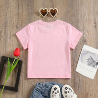 Girls Pink Typographic Print Short Sleeve T-Shirt Tshirts