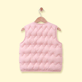 Girls Light Pink Quilted Sleeveless Jacket Coats & Jackets