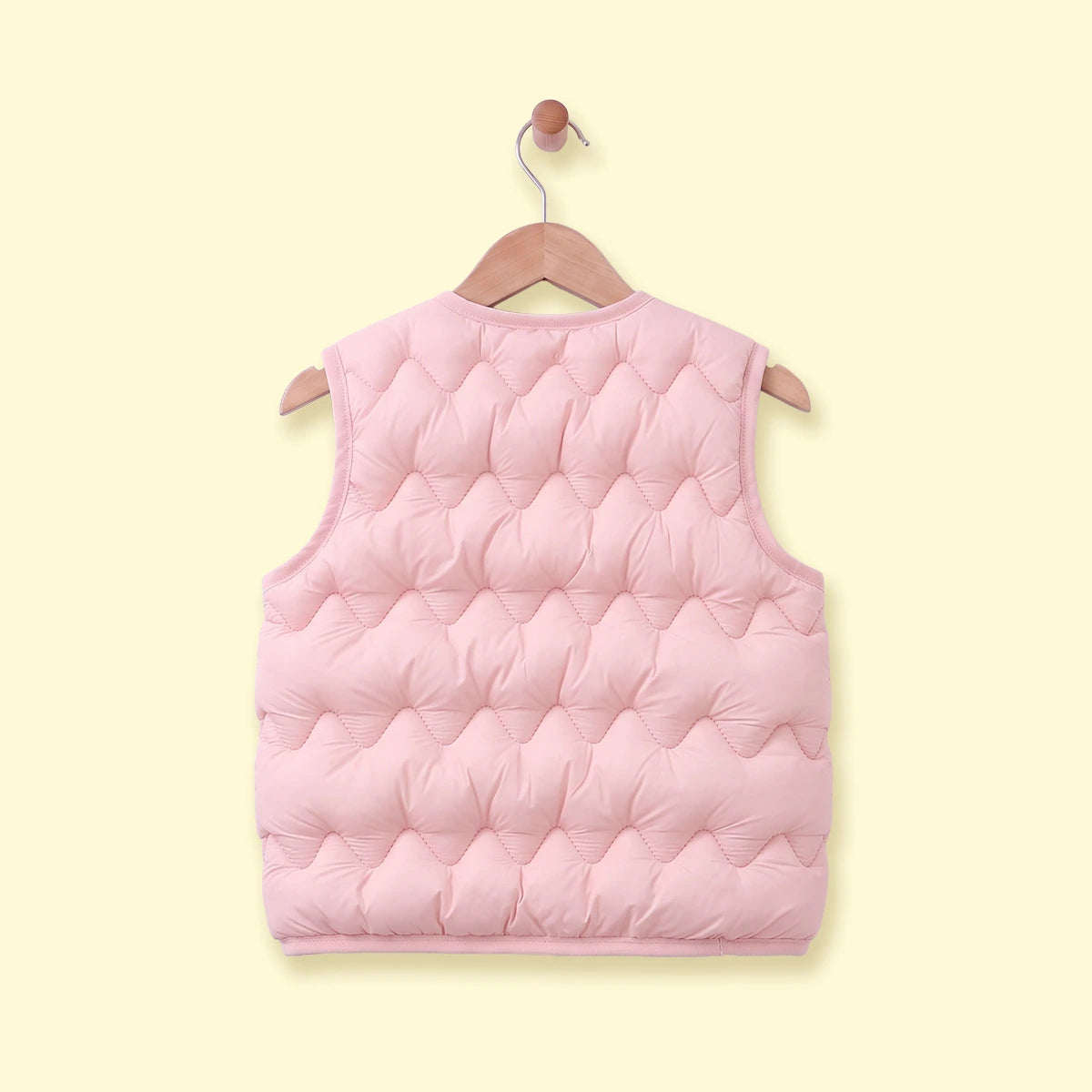 Girls Light Pink Quilted Sleeveless Jacket Coats & Jackets