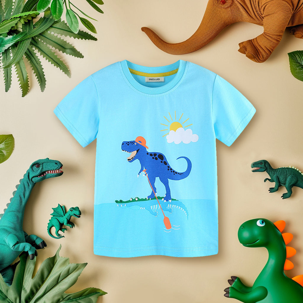 Boys Dinosaur Print Short Sleeves T-Shirt