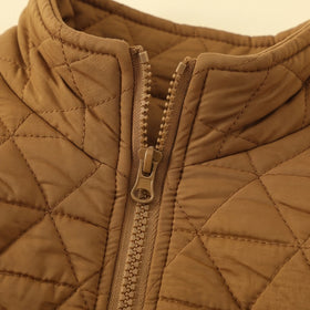 Boys Light Brown Quilted Zip-up Jacket & Pants Co-ord Sets Sets