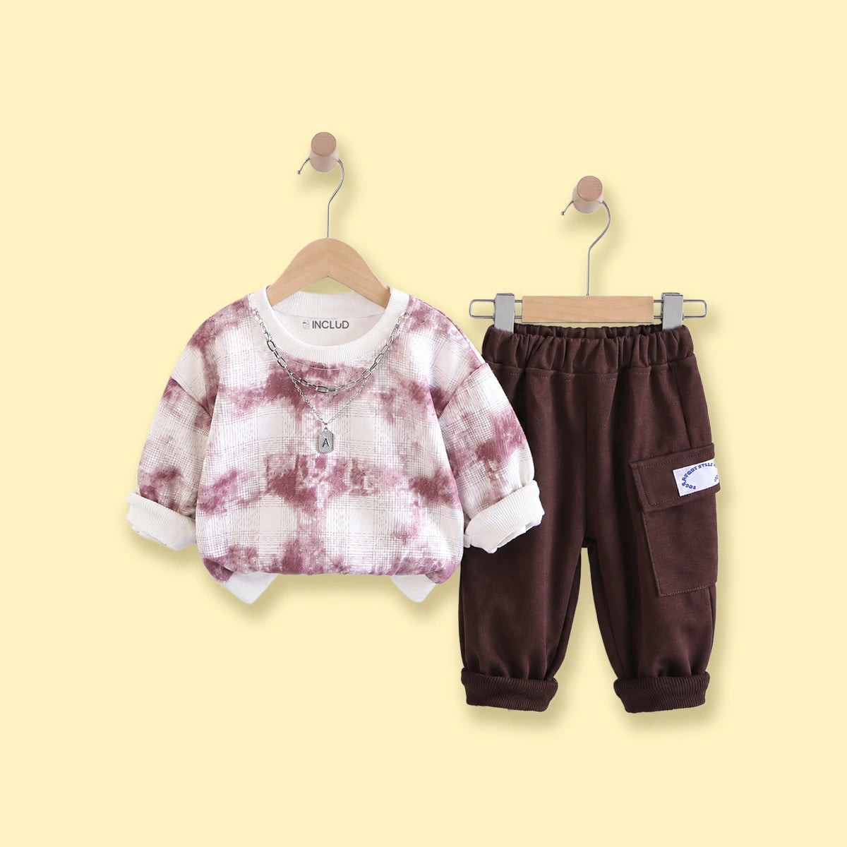 Boys Purple Tie & Dye Raglan Sleeve Sweatshirt With Joggers Sets 2 pc. Sets Purple 1-2 Y