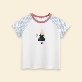 Girls White Graphic Raglan Sleeve T-Shirt Tshirts