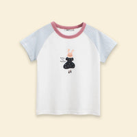 Girls White Graphic Raglan Sleeve T-Shirt Tshirts