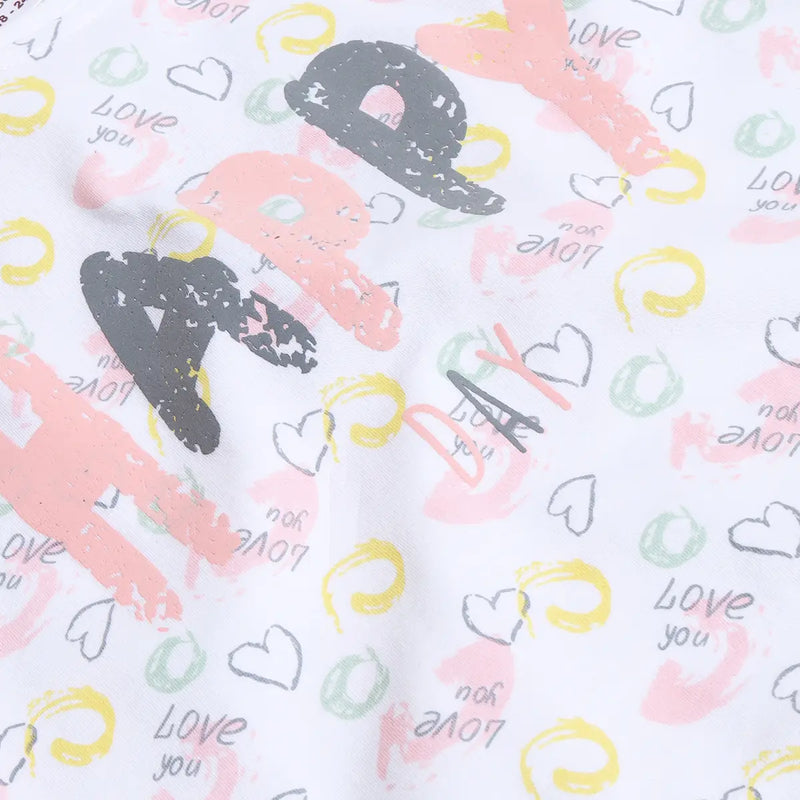 Girls Pink Heart Printed Short Sleeves T-Shirt With Shorts Sets Sets