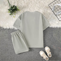 Boys Grey Short Sleeves Front Pocketed T-Shirt With Shorts Set 2 pc. Sets