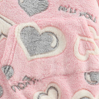 Girls Pink Heart Self-Design Hooded Sweatshirt Sweatshirts & Hoodies