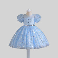 Girls Star Foil Print Fit & Flare Dress Party Dresses Sky Blue 6-7 Y