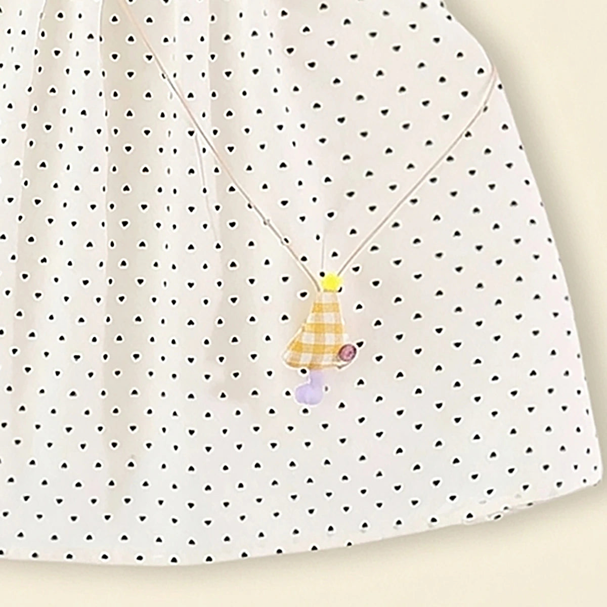 Girls Off White Polka Dot Print A-Line Dress Casual Dresses