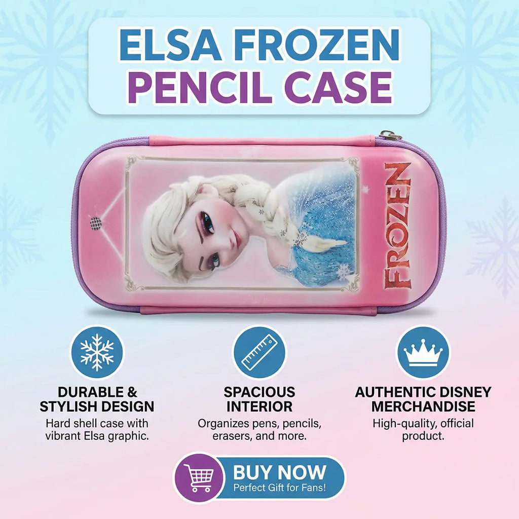 Frozen Elsa Cartoon Hard Shell Pencil Box for Girls Trending Accessories