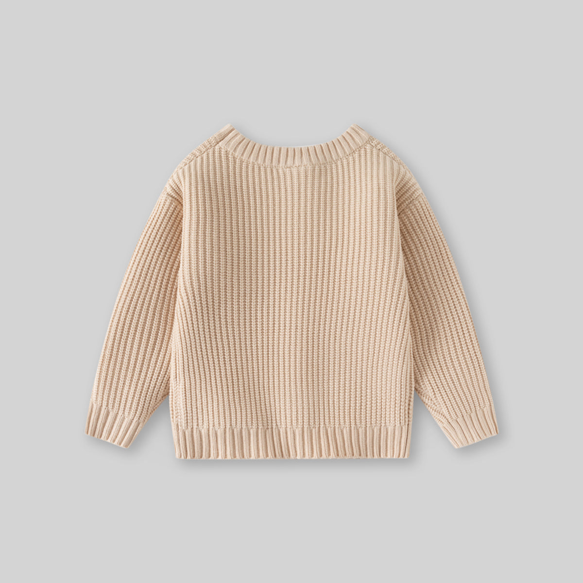 Girls Apricot Sweater With Self Design Stripe Patterns Sweaters & Cardigans