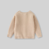 Girls Apricot Sweater With Self Design Stripe Patterns Sweaters & Cardigans