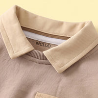 Boys Khaki Abstract Print Sweatshirt With Denim Pants Sets Sets