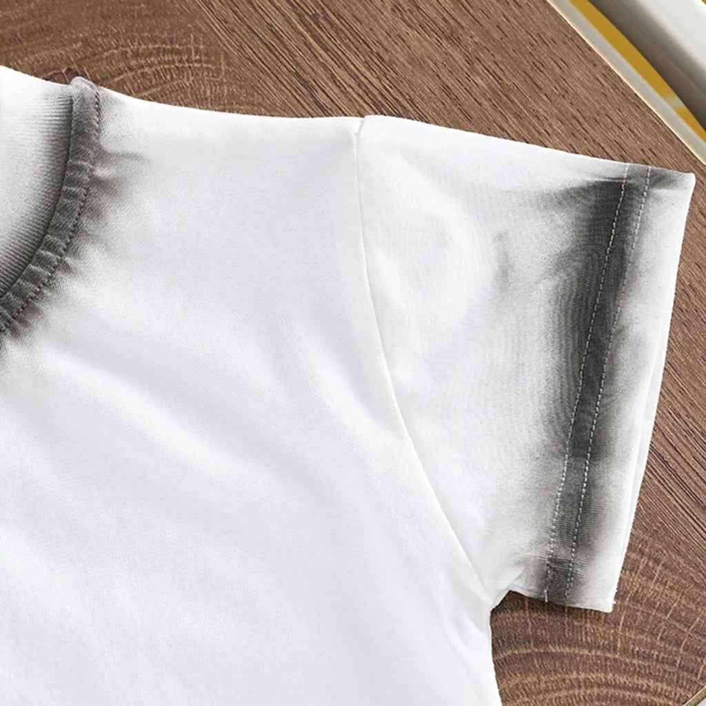 Boys White Typographic Print T-Shirt With Denim Shorts Set Sets