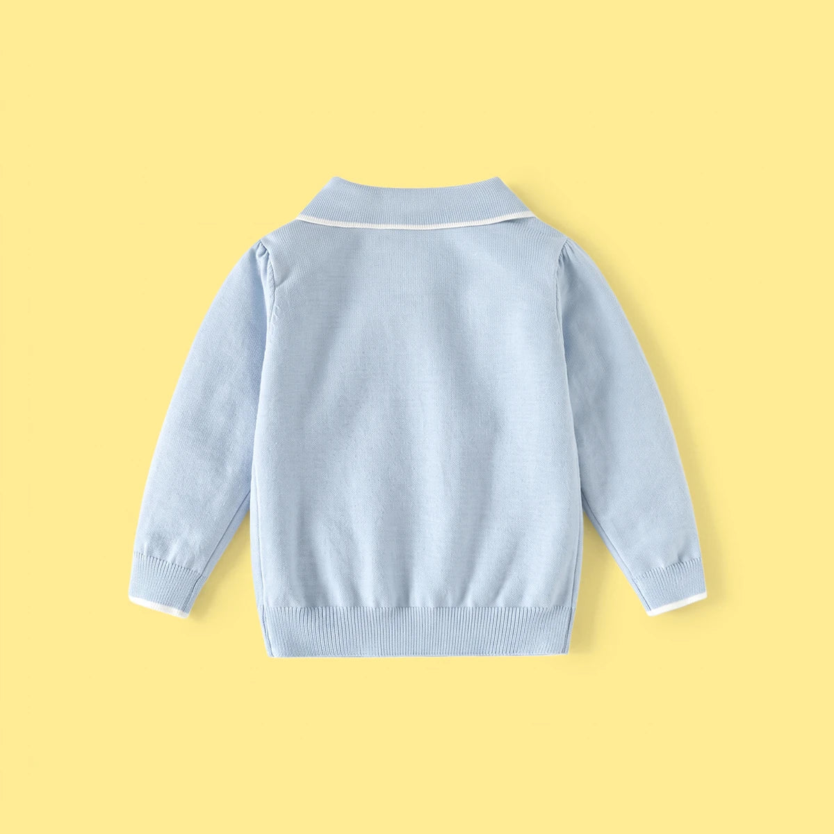 Girls Light Blue Long Sleeve Bow Embellished Polo Sweater Sweaters & Cardigans