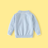Girls Light Blue Long Sleeve Bow Embellished Polo Sweater Sweaters & Cardigans