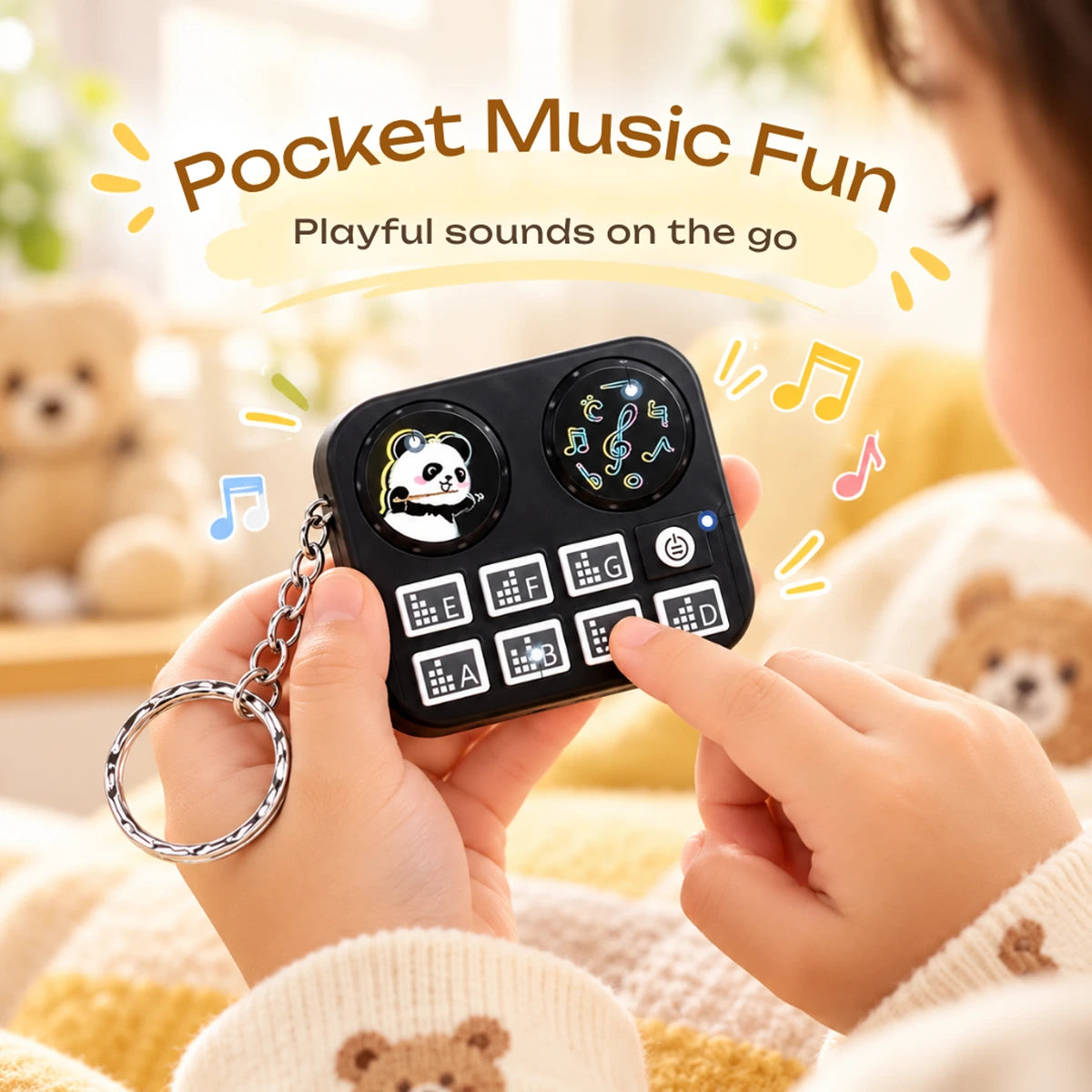 Panda DJ Keychain for Kids - Musical Toy Keyring Trending Accessories