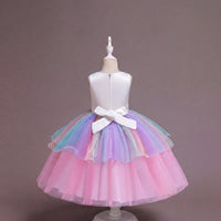 Girls Pink Floral Applique Sleeveless Fit & Flare Party Wear Dress Party Dresses