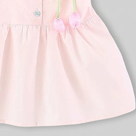 Girls Light Pink Floral Embroidered A-line Dress Casual Dresses