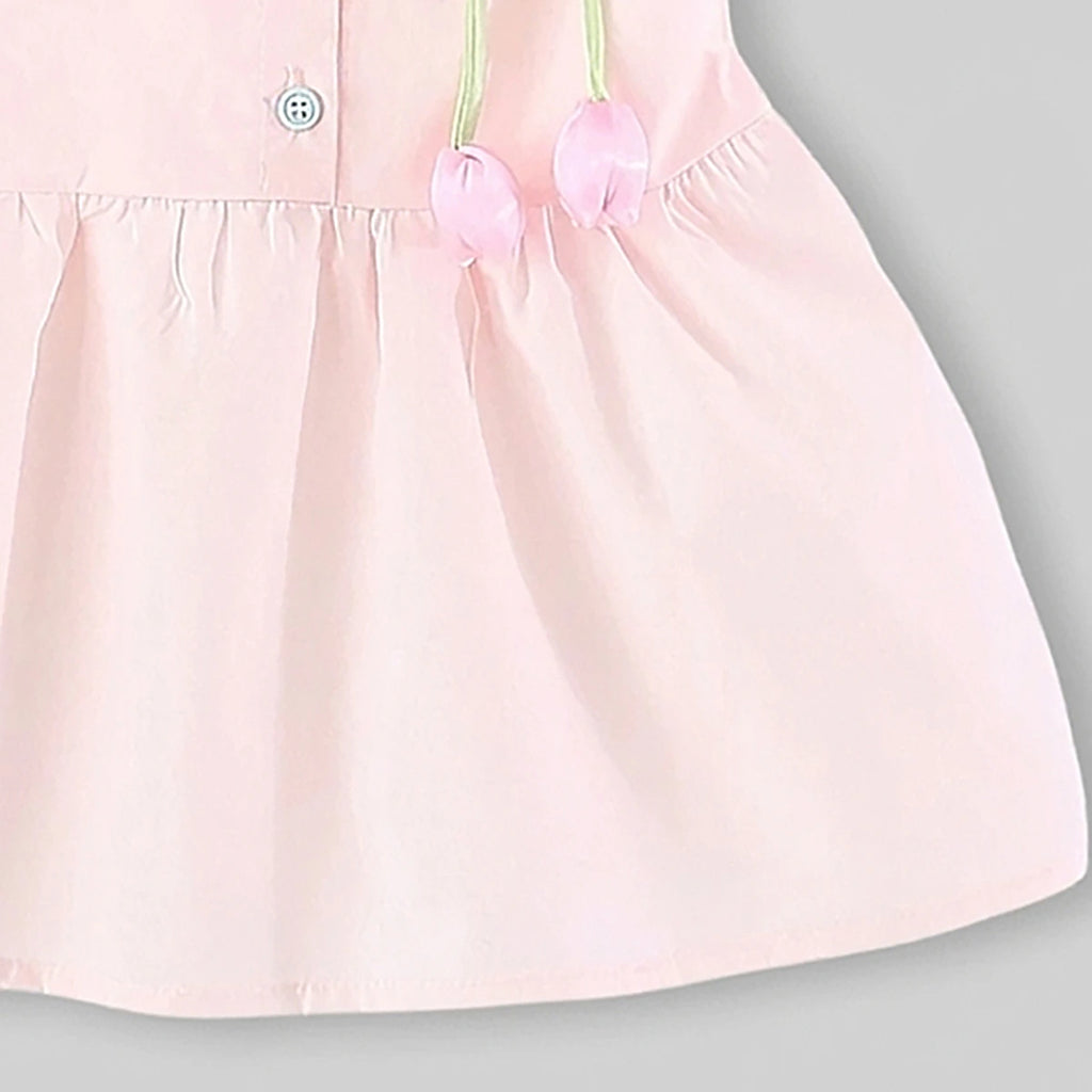 Girls Light Pink Floral Embroidered A-line Dress Casual Dresses