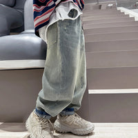 Boys Light Blue Embroidered Loose Fit Denim Jeans Pants