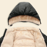 Boys Black Hooded Puffer Jacket With Sherpa Fleece Lining Coats & Jackets