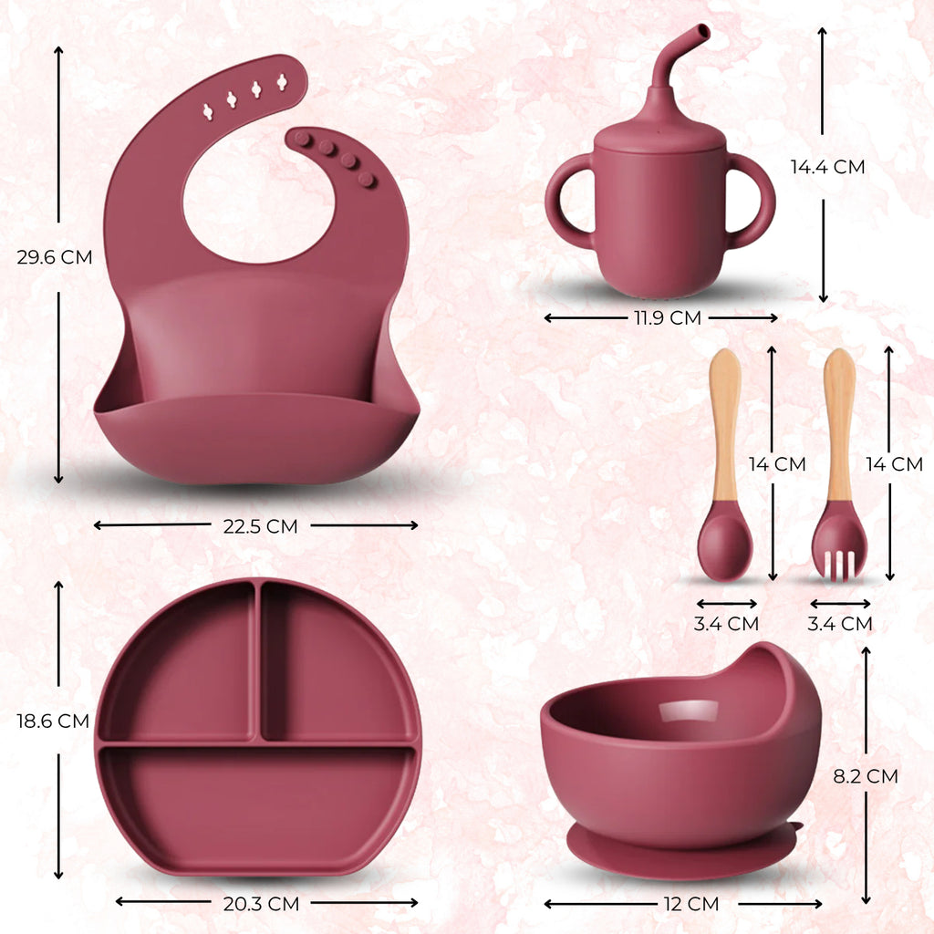 Baby Pink 6-Piece Silicone Feeding Set Trending Accessories