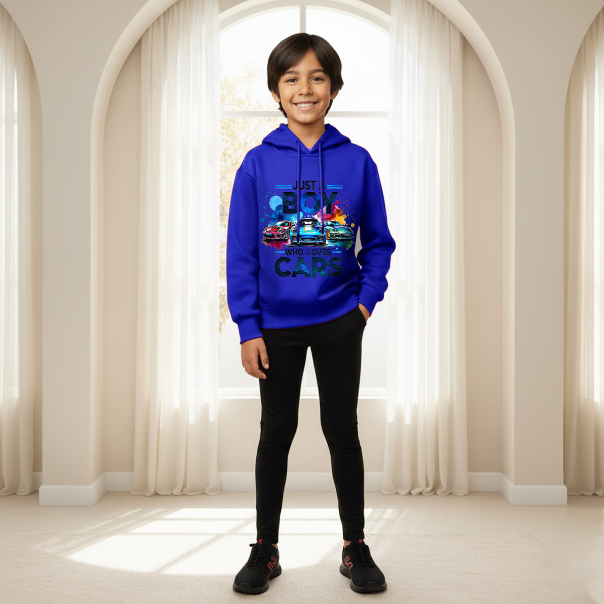 Boys Royal Blue Car Graphics Hoodies Sweatshirt Sweatshirts & Hoodies Royal Blue 3-4 Y