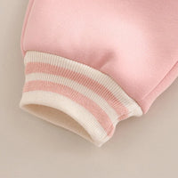 Girls Pink Embroidered Regular Sweatshirt With Sleeveless Jackets, Pants & Bag Sets 4 pc. Sets