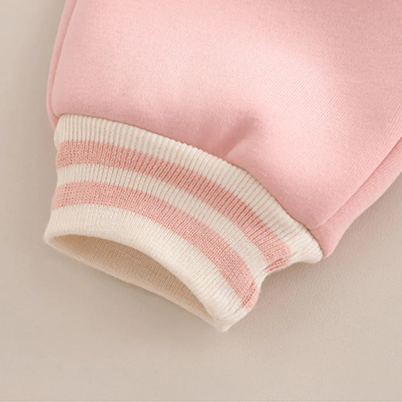 Girls Pink Embroidered Regular Sweatshirt With Sleeveless Jackets, Pants & Bag Sets 4 pc. Sets