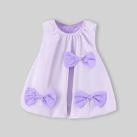 Girls Lavender Bow Detailed Sleeveless A-line Dress Casual Dresses