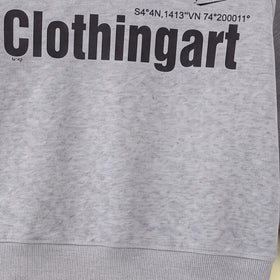 Boys Grey Typographic Printed Sweatshirt With Pants Set Sets