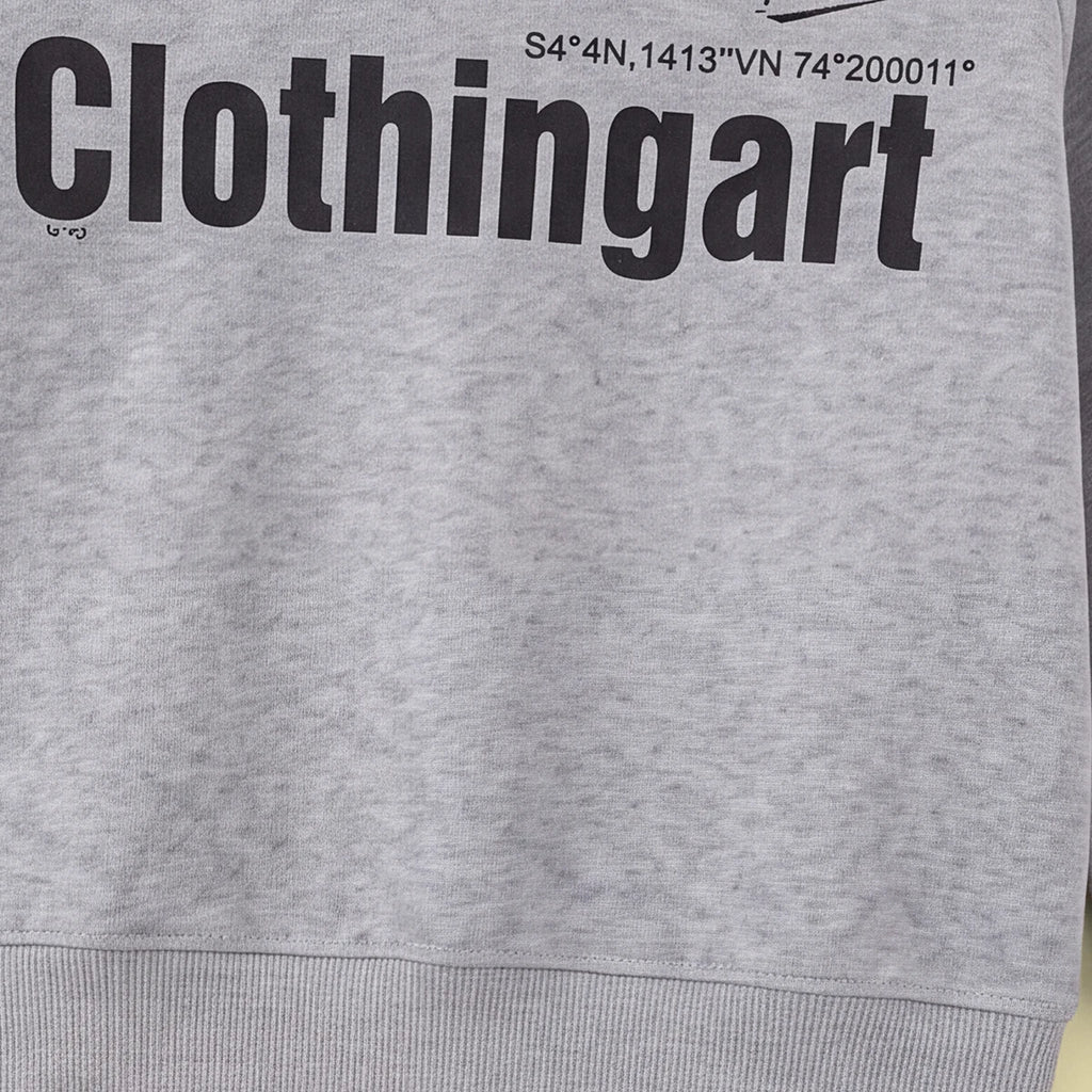 Boys Grey Typographic Printed Sweatshirt With Pants Set Sets