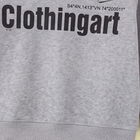 Boys Grey Typographic Printed Sweatshirt With Pants Set Sets