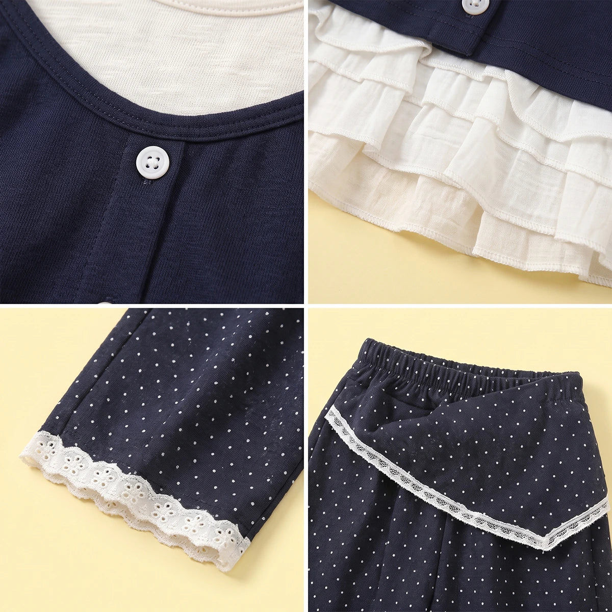 Girls Navy Blue Cami Top With Pants & T-Shirt Sets Sets
