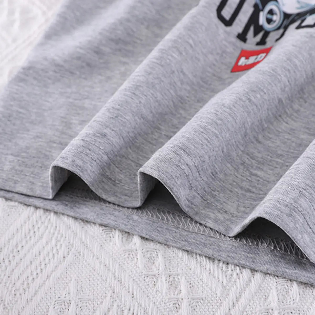 Boys Light Grey Car Printed Short Sleeve T-Shirt with Denim Shorts Sets 2 pc. Sets