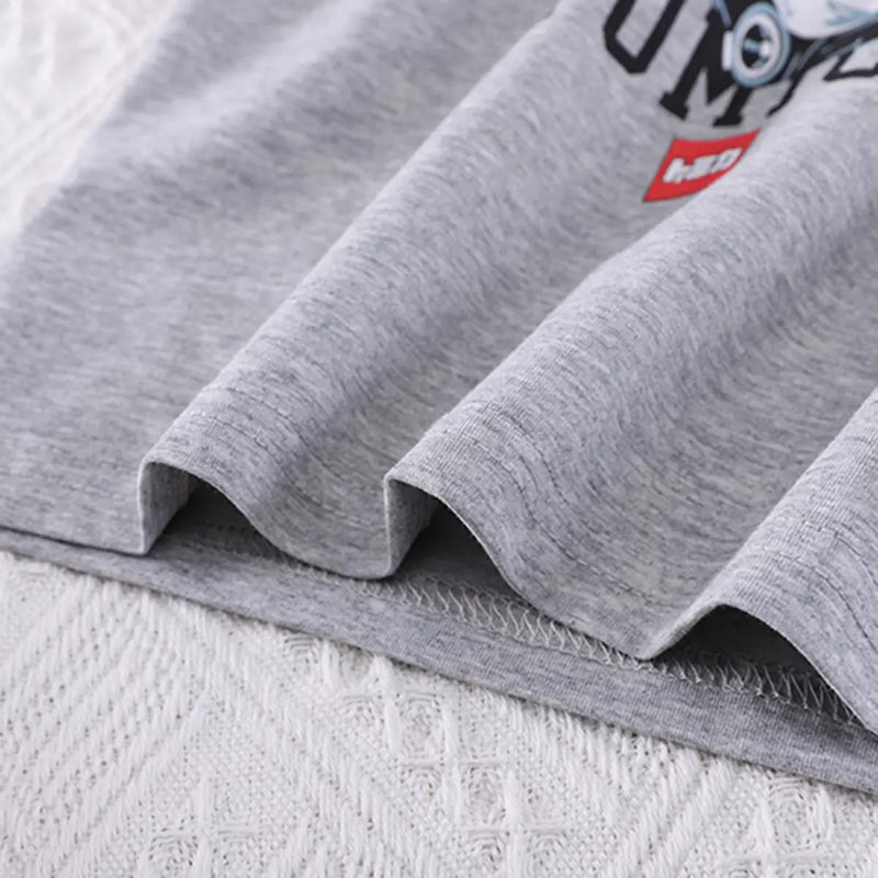Boys Light Grey Car Printed Short Sleeve T-Shirt with Denim Shorts Sets 2 pc. Sets