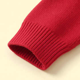 Girls Red Jacquard Long Sleeve Sweater Sweaters & Cardigans