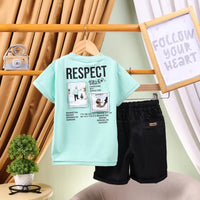 Boys Green Typographic T-Shirt With Elasticated Shorts Sets 2 pc. Sets