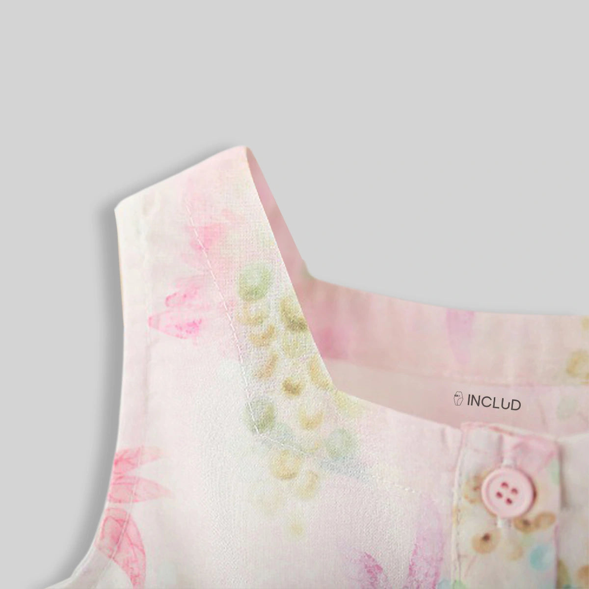 Girls Light Pink Fit And Flare Dress With Floral Print Casual Dresses