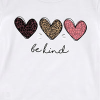Girls White Heart Print Short Sleeve T-Shirt Tshirts