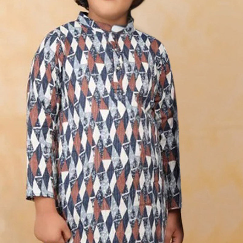 Boys Blue Printed Kurta With Pajama Ethnic wear Set Ethnicwear Boys