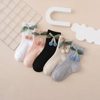 Pack of 5 Girls Multicolour Cherry Applique Ankle Length Socks Socks Multicolor 0-1 Y