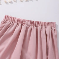 Girls White Puff Sleeves Collared Top With Pleated Skirts Set Sets
