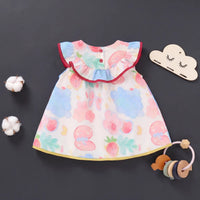 Girls Pink Printed Sleeveless A-Line Dress With Ruffle Details Casual Dresses