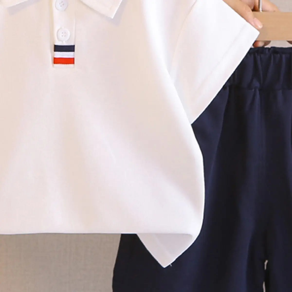 Boys White Short Sleeve Polo T-Shirt with Elasticated Shorts Clothing Sets 2 pc. Sets