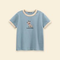 Boys Blue Puppy Print Short Sleeve T-Shirt Tshirts